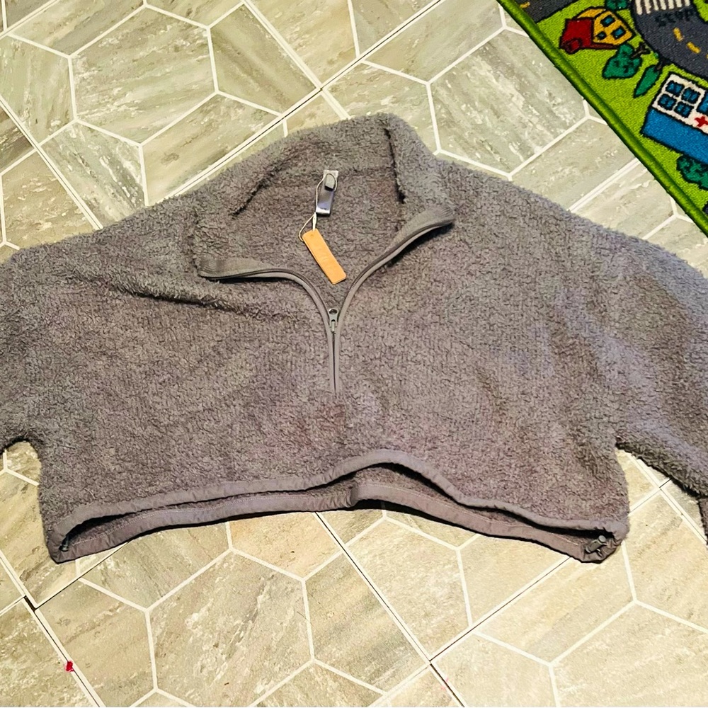 Skims fuzzy crop top sweater